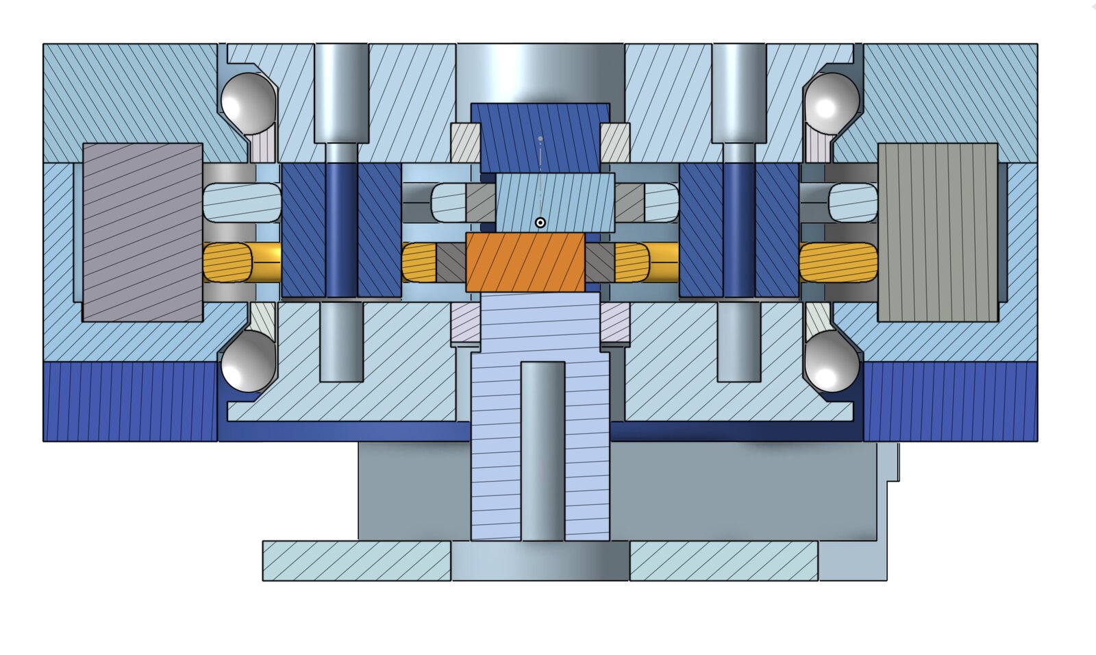 V1 CAD cross-section showing internal mechanism