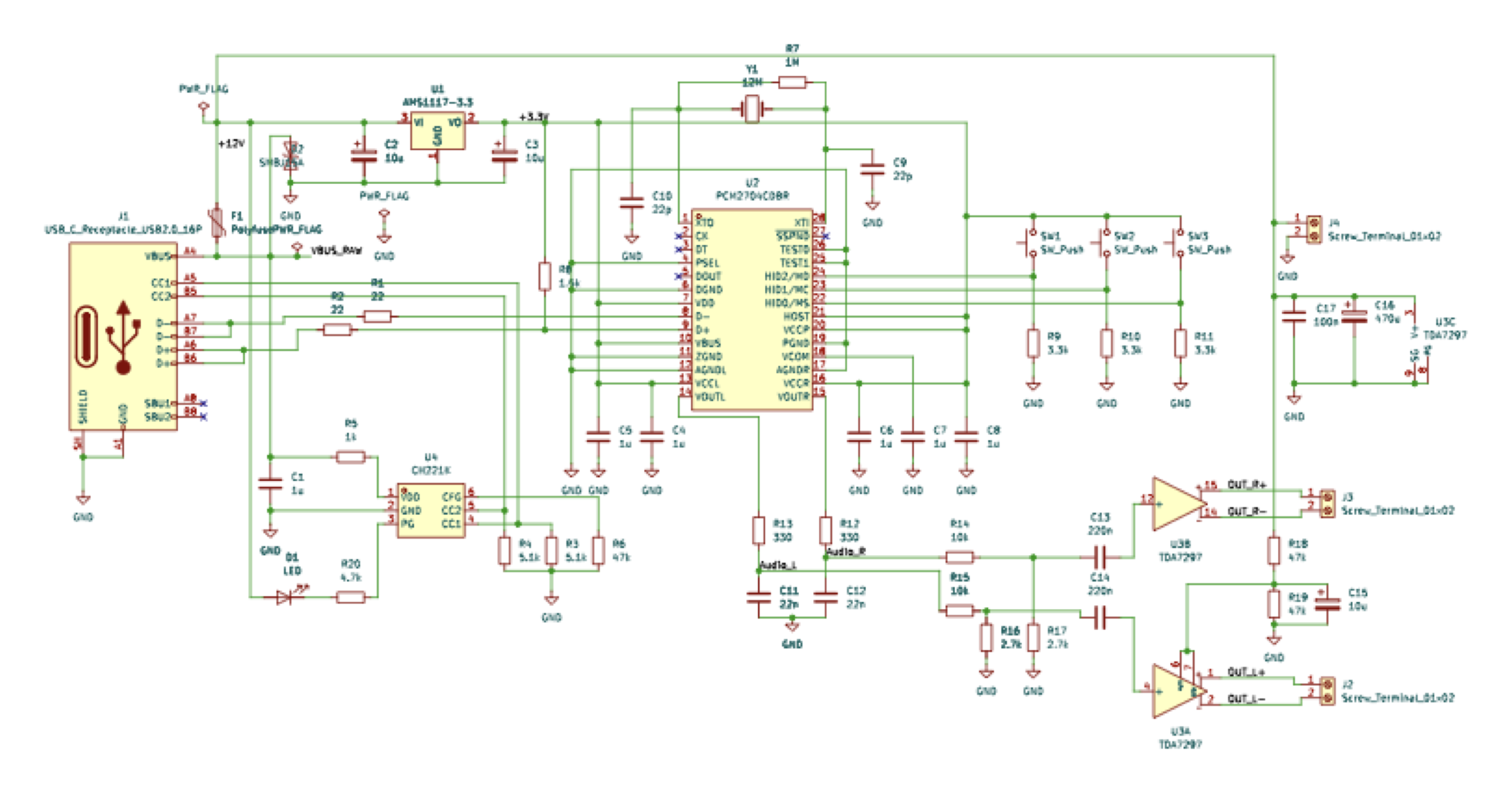 Amp board schematic, one sheet, all connections drawn as wires