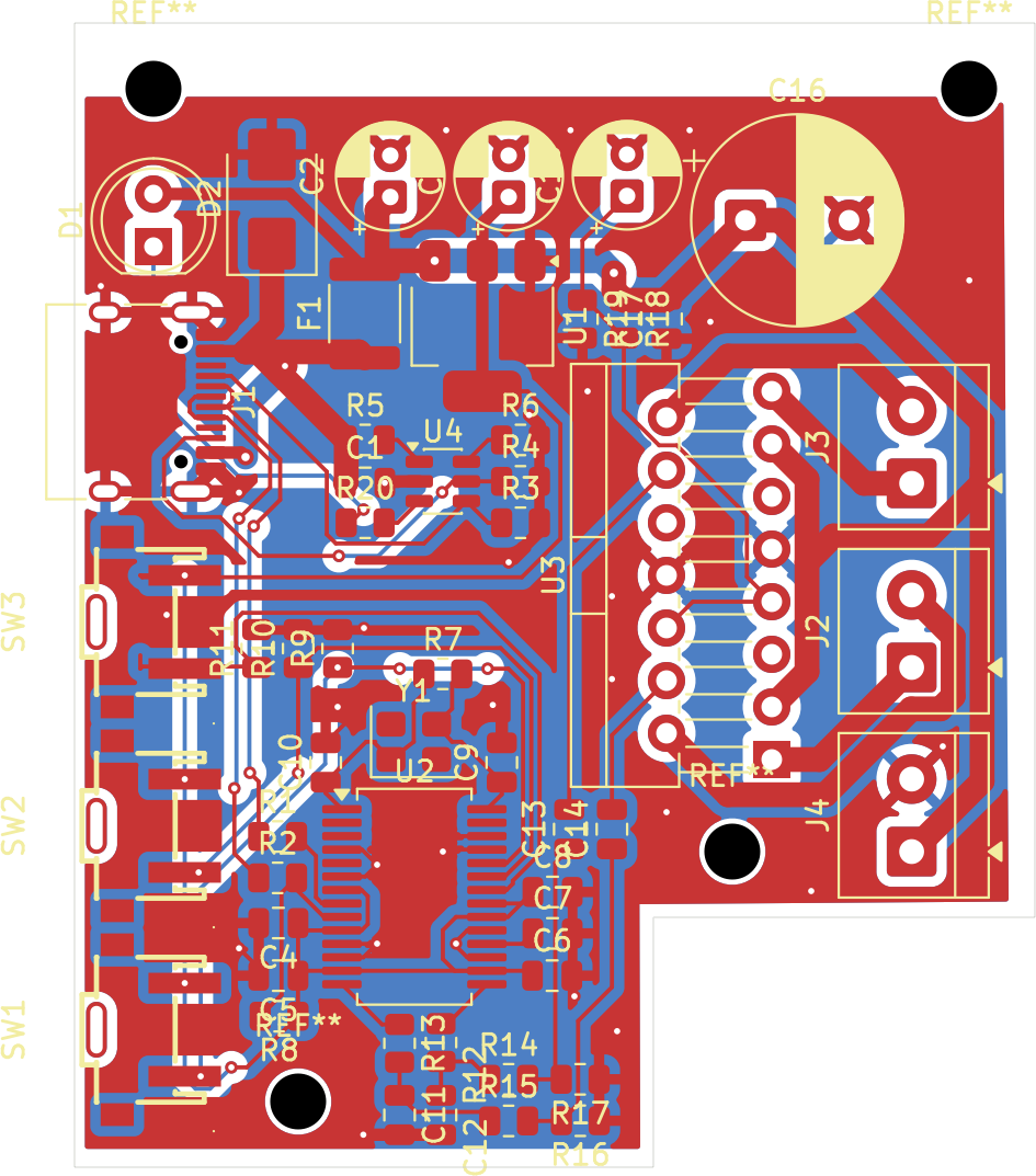 Amp board V4 PCB layout in KiCad