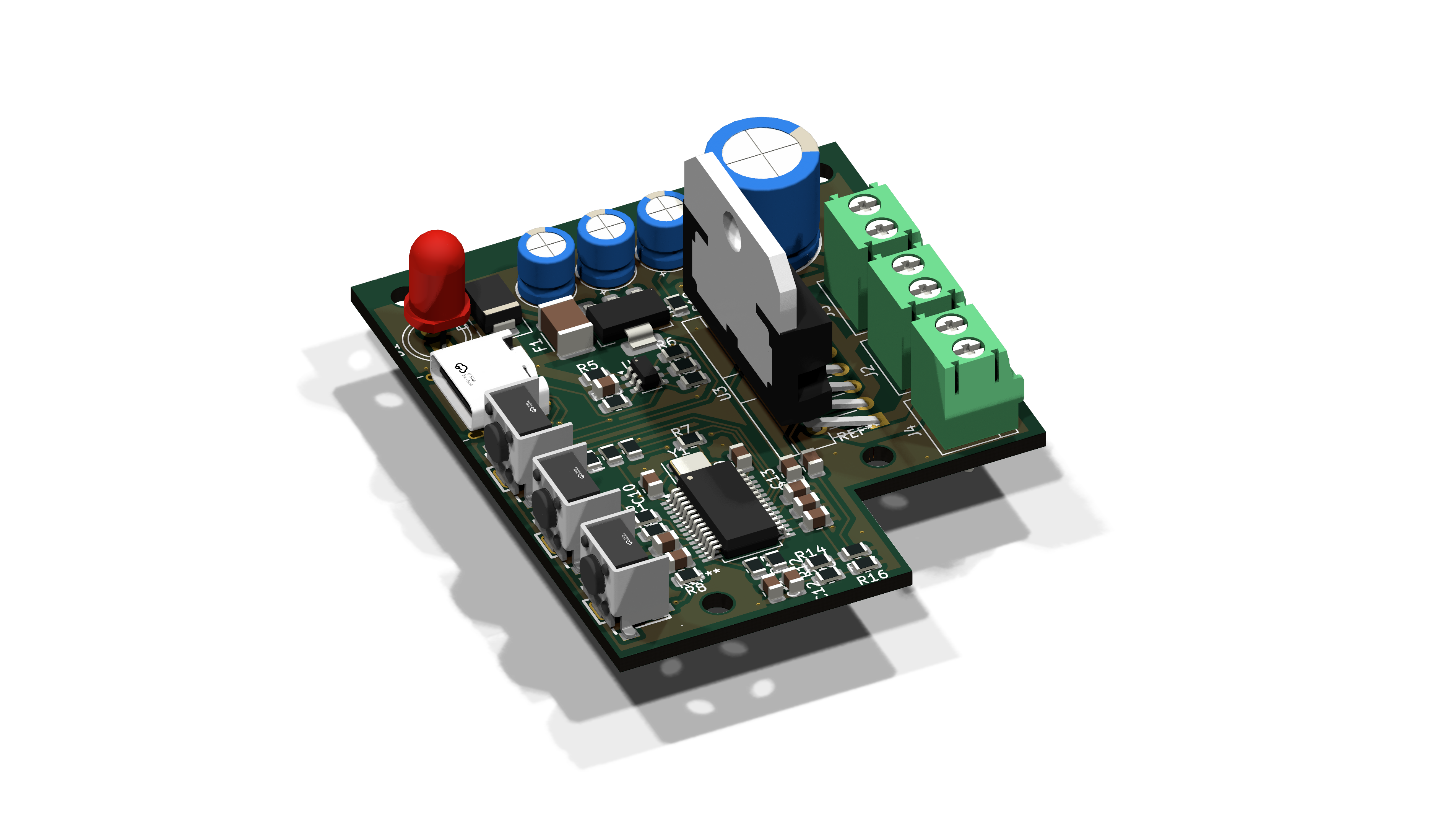 Speaker amp PCB V4, KiCad render